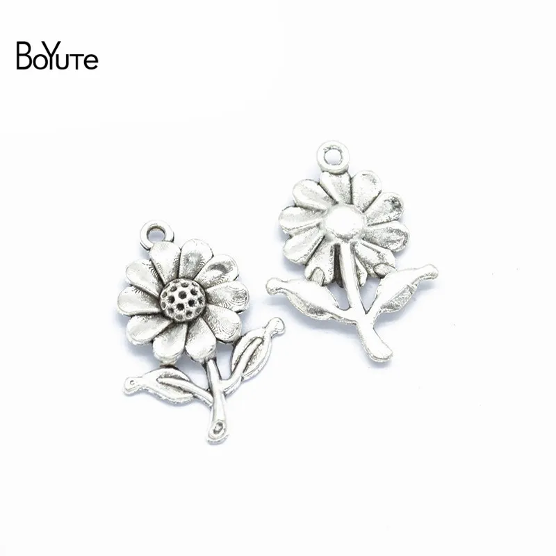BoYuTe (50 PiecesLot) Metal Alloy 2818MM Sunflower Pendant Charms for Jewelry Making Diy Hand Made Accessories Wholesale (2)