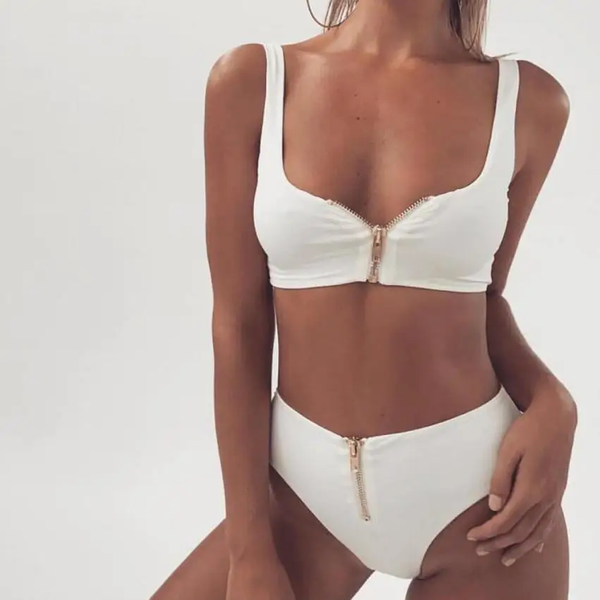 Sexy Female Women Pure Color High Waist Zipper Bra Sets Underpants Fashion Summer Padded Beach Underwear Bathing Beachwear
Sexy Female Women Pure Color High Waist Zipper Bra Sets Underpants Fashion Summer Padded Beach Underwear Bathing Beachwear