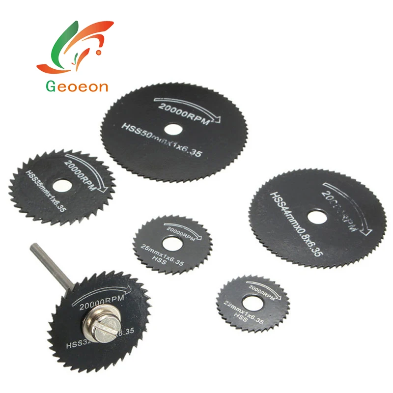 Geoeon 6pcs/set Mini HSS Circular Saw Blade Rotary Tool For Metal Cutter Power Tool Set Wood Cutting Discs Drill D26
Geoeon 6pcs/set Mini HSS Circular Saw Blade Rotary Tool For Metal Cutter Power Tool Set Wood Cutting Discs Drill D26