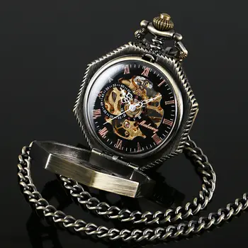 Mechanical Octagon Chain Skeleton Watch Vintage Bronze Tone Case Mens Steampunk Pocket Watch
Mechanical Octagon Chain Skeleton Watch Vintage Bronze Tone Case Mens Steampunk Pocket Watch