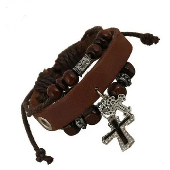 Wholesale Vintage Cross Pendant Women Charm Bracelet Genuine Leather Hemp Rope Wrap Bangle Wooden Beads Jewelry cuff wristband
Wholesale Vintage Cross Pendant Women Charm Bracelet Genuine Leather Hemp Rope Wrap Bangle Wooden Beads Jewelry cuff wristband