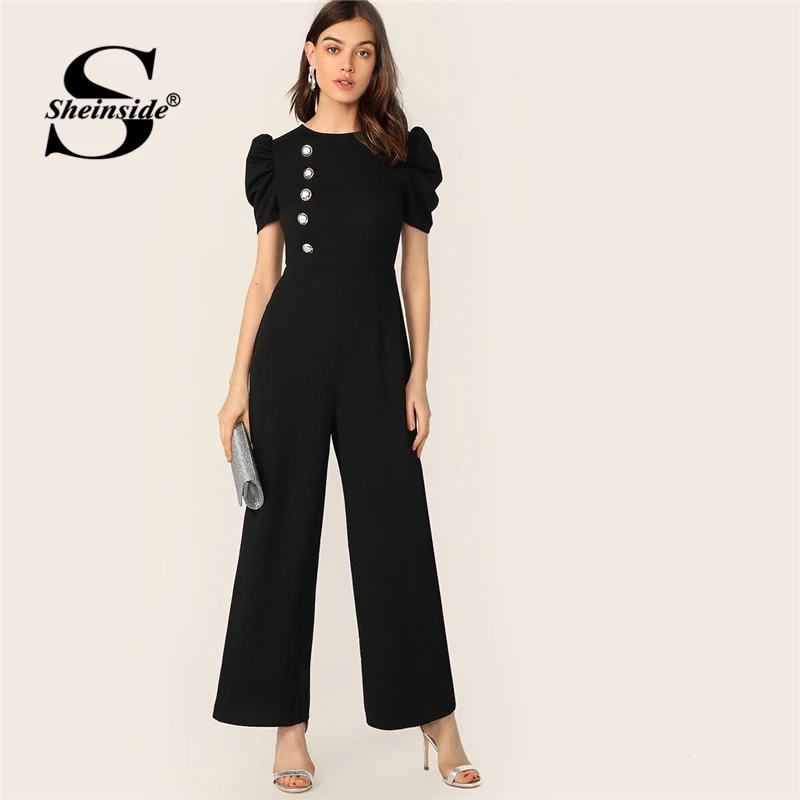 Sheinside Black Button Embellished Puff Sleeve Wide Leg Jumpsuit Women 2019 Spring Maxi Jumpsuits Ladies Solid Elegant Jumpsuit
Sheinside Black Button Embellished Puff Sleeve Wide Leg Jumpsuit Women 2019 Spring Maxi Jumpsuits Ladies Solid Elegant Jumpsuit