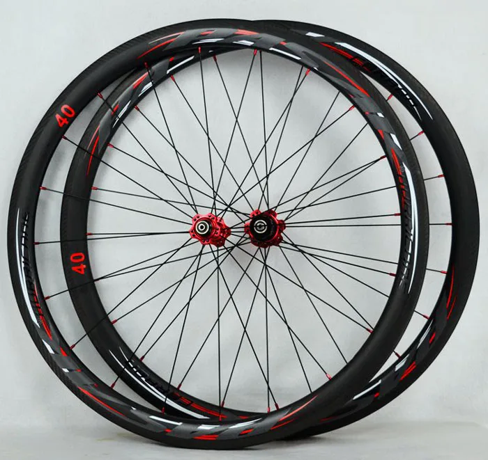 Discount 700C Wheelset Carbon Wheels Road Bike Tubeless Wheel V/C Brake Profile 38-40-50-55mm Depth Clincher Carbon Rim Direct-pull 79