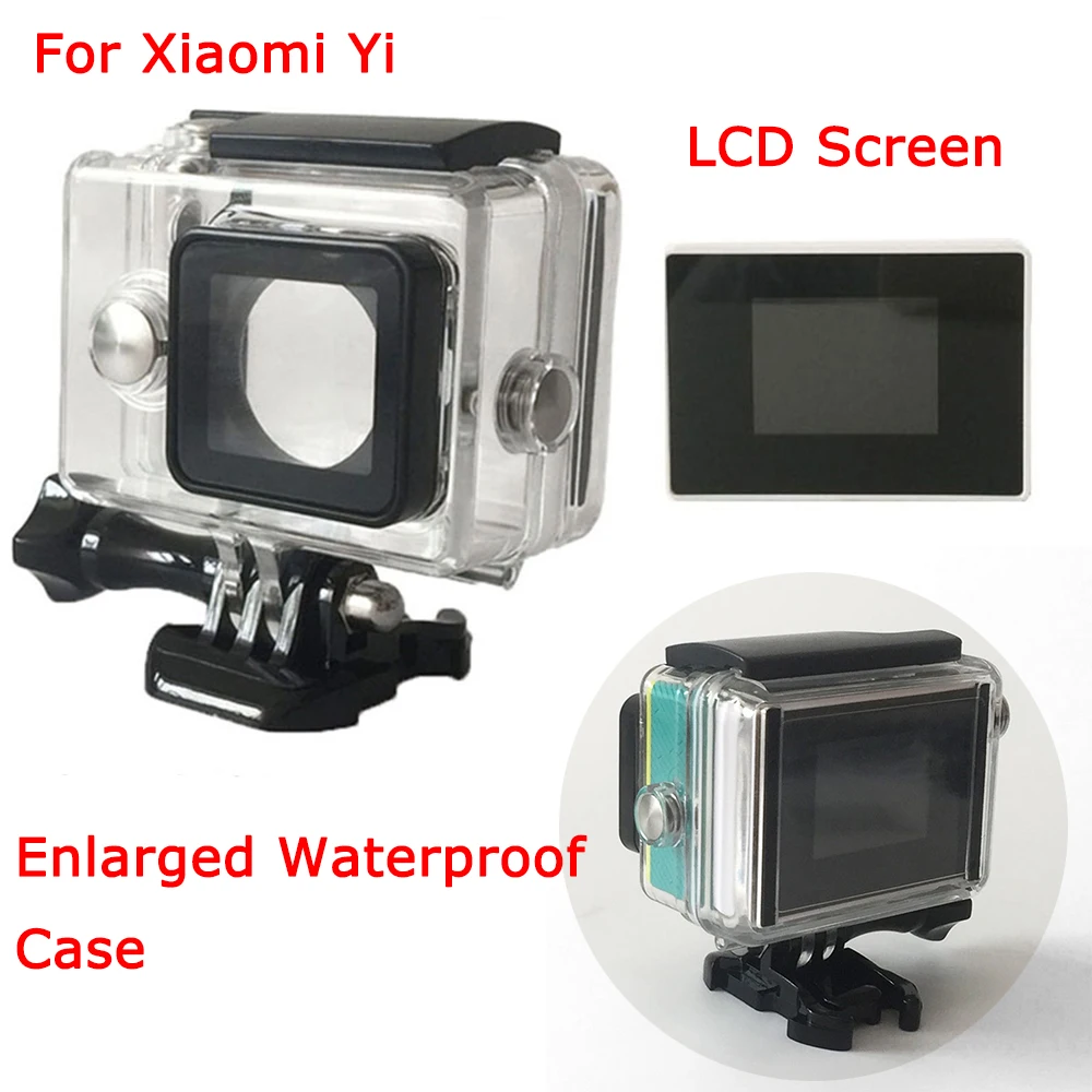 

For Xiaomi yi Camera Xiaoyi External Bacpac LCD 1.5 Inch LCD Display Screen+Enlarged Waterproof Case Diving Box for Xiao Mi Yi