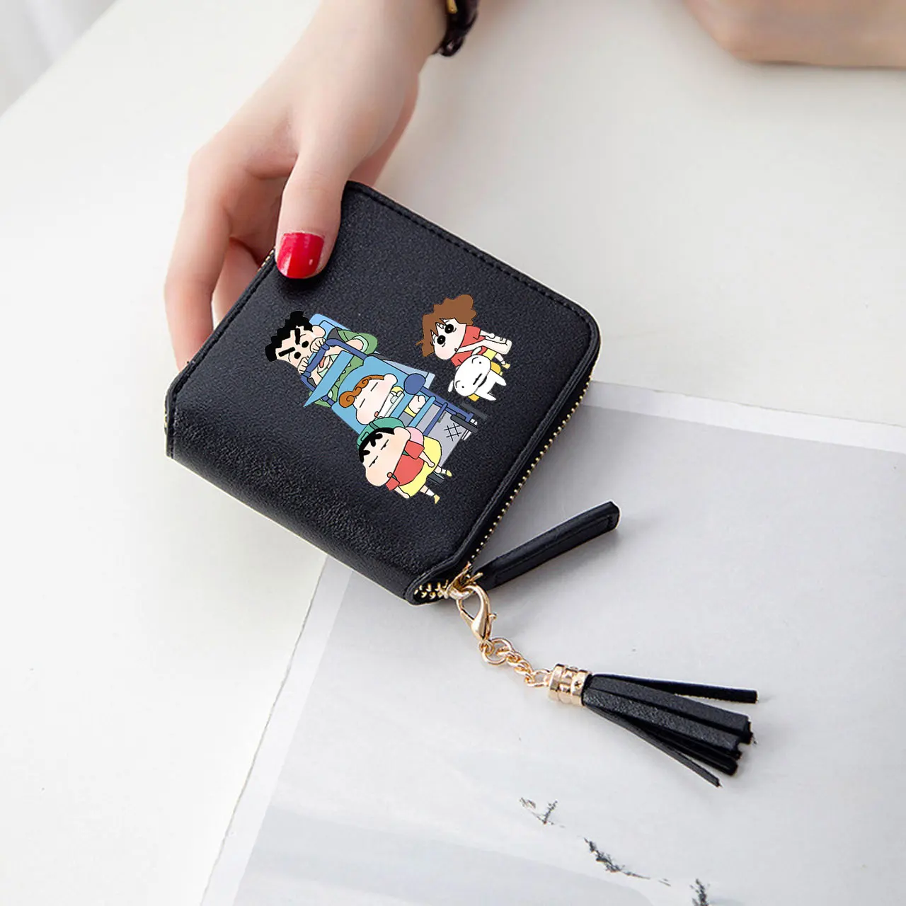 Wallets Crayon Shin-chan Cute 2019 Printed Women Kpop Mini Short Zipper Card PU Leather Lady Tassel purse Customize Wallet
Wallets Crayon Shin-chan Cute 2019 Printed Women Kpop Mini Short Zipper Card PU Leather Lady Tassel purse Customize Wallet