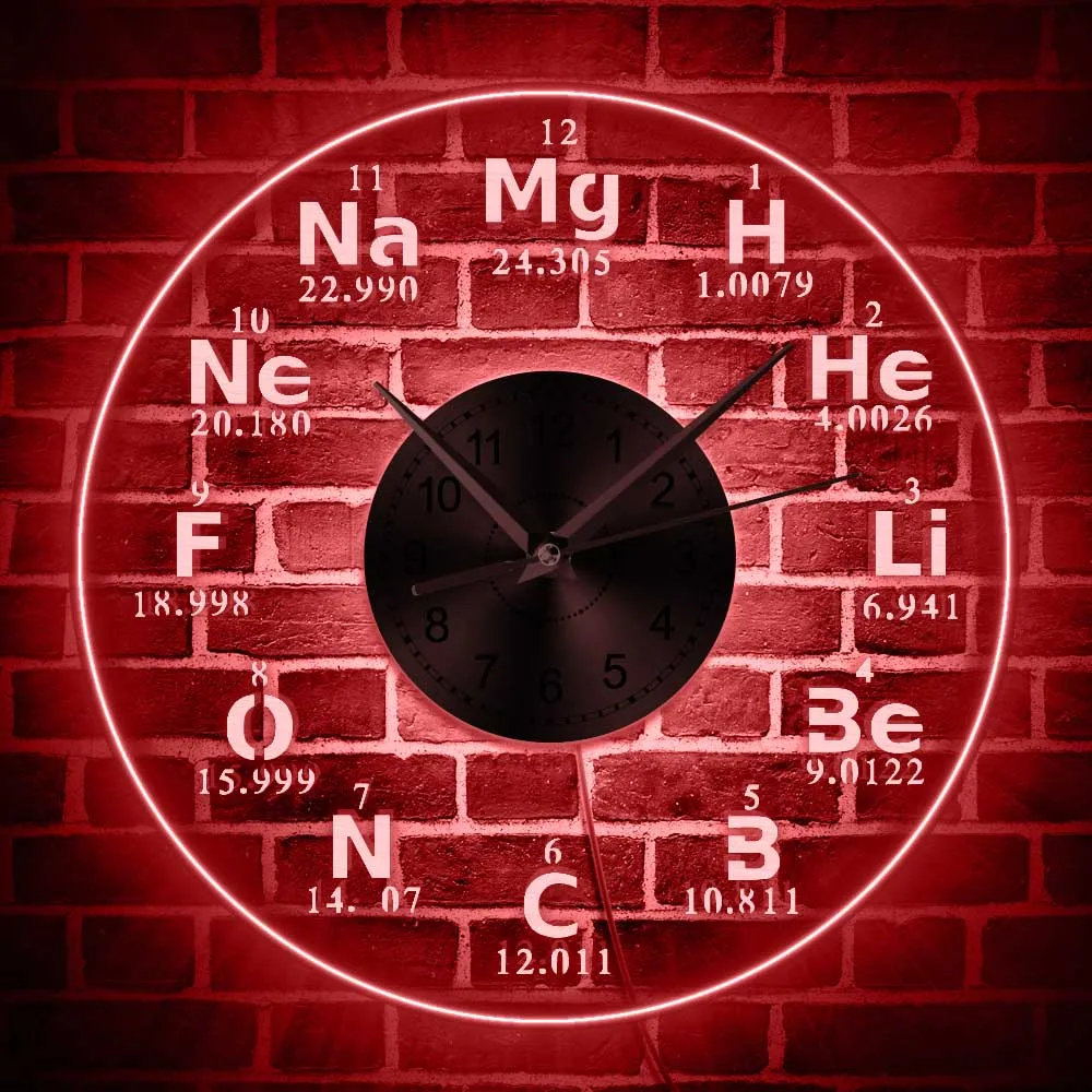 Chemical Elements LED Wall Clock Chemistry Color Changes Backlight Modern Wall Clock Science Biology Periodic Table Clock
Chemical Elements LED Wall Clock Chemistry Color Changes Backlight Modern Wall Clock Science Biology Periodic Table Clock