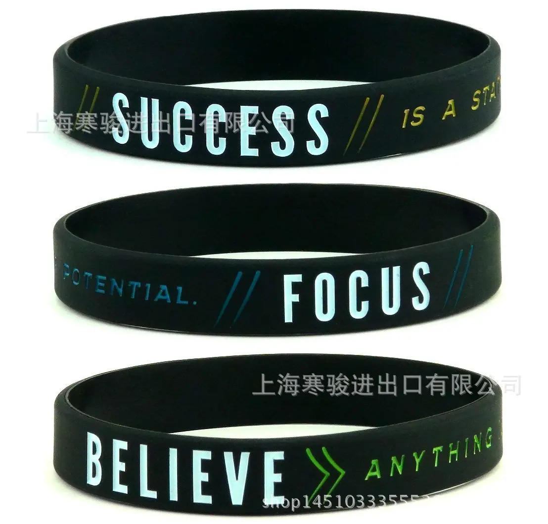 New Success Focus& Believe Motivational Silicone Sports Bracelets & Bangles Gift Fluorescent Rubber Fitness Wristband Bracelet
New Success Focus& Believe Motivational Silicone Sports Bracelets & Bangles Gift Fluorescent Rubber Fitness Wristband Bracelet