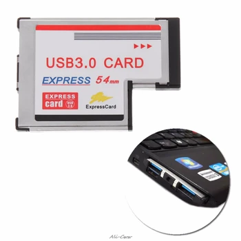 2 Dual Port USB 3.0 HUB Express Card Express Card 54mm Hidden Adapter With Driver CD For Laptop