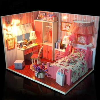 Wooden Dollhouse Furniture Lights Kits Miniature Pink Girl Bedroom DIY Doll House Craft Puzzle Model Birthday Xmas Gift
Wooden Dollhouse Furniture Lights Kits Miniature Pink Girl Bedroom DIY Doll House Craft Puzzle Model Birthday Xmas Gift