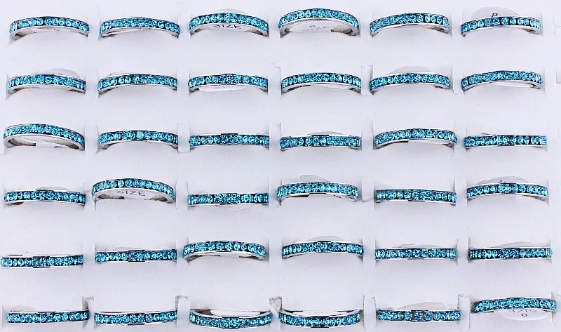 Wholesale Bulk 25Pcs Sky BlueCZ Inlay Stainless Steel Ring Men Women Wedding Valentine Xmas Gift 17-21MM Fashion Jewelry
Wholesale Bulk 25Pcs Sky BlueCZ Inlay Stainless Steel Ring Men Women Wedding Valentine Xmas Gift 17-21MM Fashion Jewelry