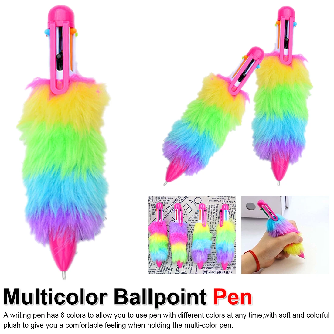 Colored plush pen 6 color ballpoint pen student multi-function creative press pen office stationery multi-color pen
Colored plush pen 6 color ballpoint pen student multi-function creative press pen office stationery multi-color pen
