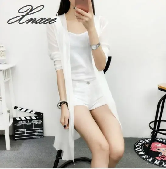 Summer Chiffon Cardigan Sun Protection clothing Long Blouse Beach White female Fashion Tops
Summer Chiffon Cardigan Sun Protection clothing Long Blouse Beach White female Fashion Tops