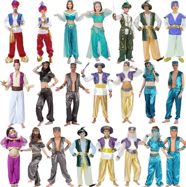 Для детей и взрослых halloween party Aladdin костюмы лампа genie Костюм Адам принц фантазия