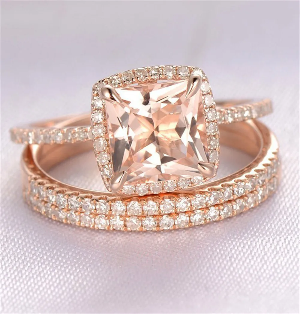 Brilliant Crystal Zircon Wedding Ring Set Top Quality 18KT Rose Gold Filled Fashion Jewelry Promise Engagement Rings For Women
Brilliant Crystal Zircon Wedding Ring Set Top Quality 18KT Rose Gold Filled Fashion Jewelry Promise Engagement Rings For Women