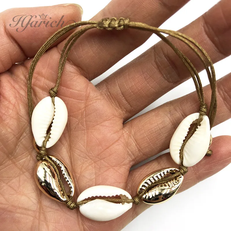 Hfarich Boho Summer Beach Jewelry Natural Gold Color Cowrie Sea shell Rope Chain Bracelet for Women Charm Bracelet Gift
Hfarich Boho Summer Beach Jewelry Natural Gold Color Cowrie Sea shell Rope Chain Bracelet for Women Charm Bracelet Gift