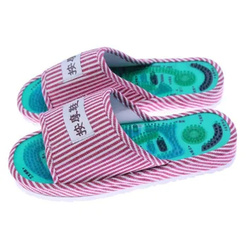 

2018 Healthy Striped Pattern Reflexology Foot Acupoint Slipper Massage Promote Blood Circulation Relaxation Foot Care Shoes 25cm