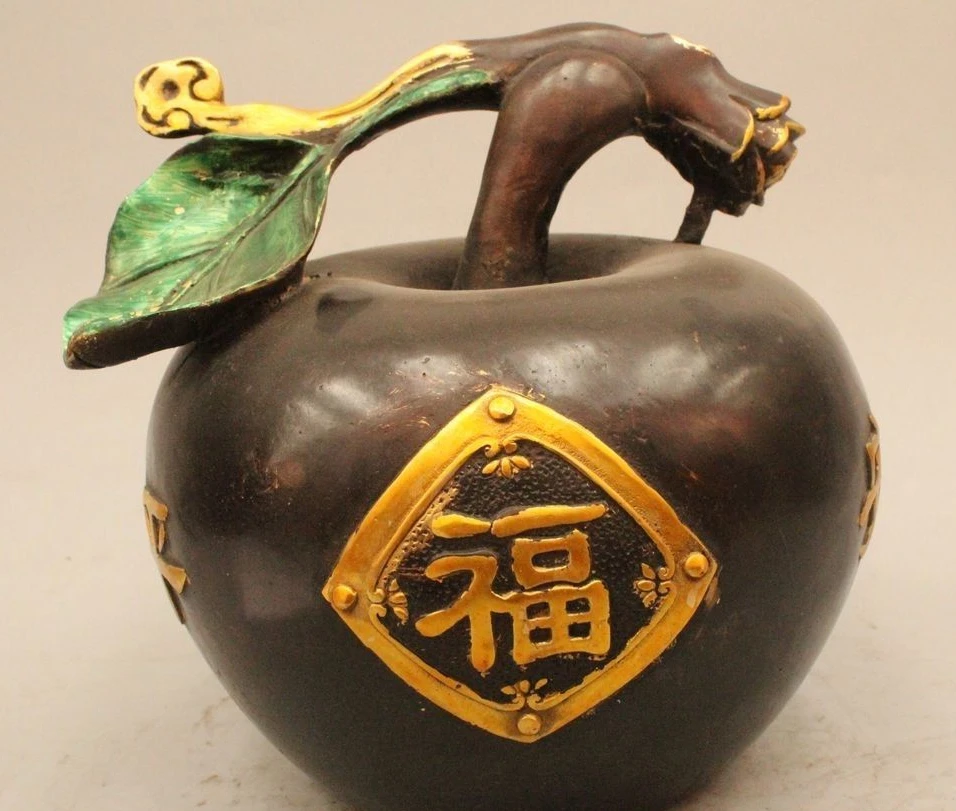 8"China Chinese Fengshui Bronze Gild Lucky Fu safety Ping'an Apple Statue Sculpt
8"China Chinese Fengshui Bronze Gild Lucky Fu safety Ping'an Apple Statue Sculpt