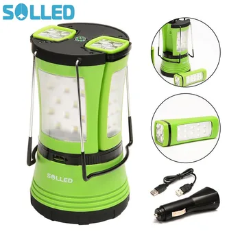 

SOLLED 600lm LED Camping Light Lantern Rechargeable Battery Powered 2 Detachable Handy Flashlights Torchs USB Cable