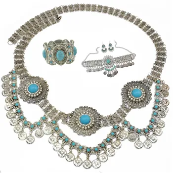 Turkish India Choker Necklace Afghan color Tassel Coin Earrings Bracelet Waist Belly Chains Bohemia Jhumka Oxidized Jewelry Set
Turkish India Choker Necklace Afghan color Tassel Coin Earrings Bracelet Waist Belly Chains Bohemia Jhumka Oxidized Jewelry Set