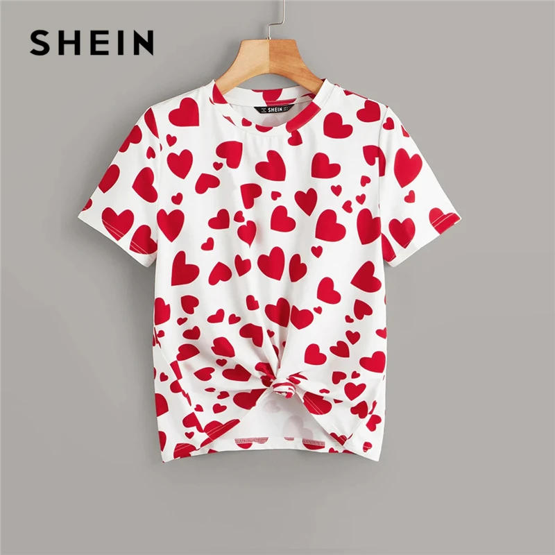 SHEIN Casual Multicolor Allover Heart Print Tee Summer T Shirt Women 2019 Round Neck Stretchy Basics Cute Tshirt Tops
SHEIN Casual Multicolor Allover Heart Print Tee Summer T Shirt Women 2019 Round Neck Stretchy Basics Cute Tshirt Tops