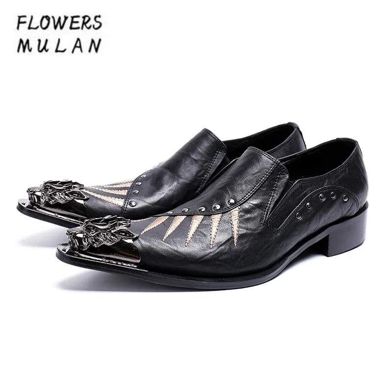 Handmade Metal Toe Slip On Gentleman Dress Shoes Studded Rivets Embroider Male Business Footwear Height Increasing Male Zapatos
Handmade Metal Toe Slip On Gentleman Dress Shoes Studded Rivets Embroider Male Business Footwear Height Increasing Male Zapatos