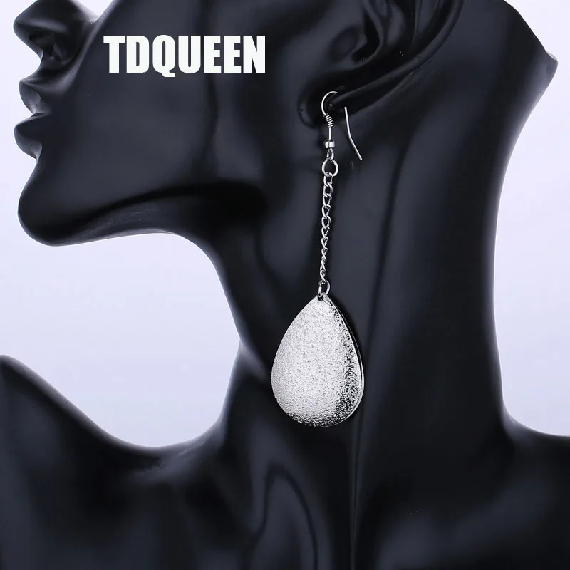 Exaggerated Long Dangle Metal Sequins Earring Gold Color and Silver Plated Double Sided Water Drop Earrings for Women (1)