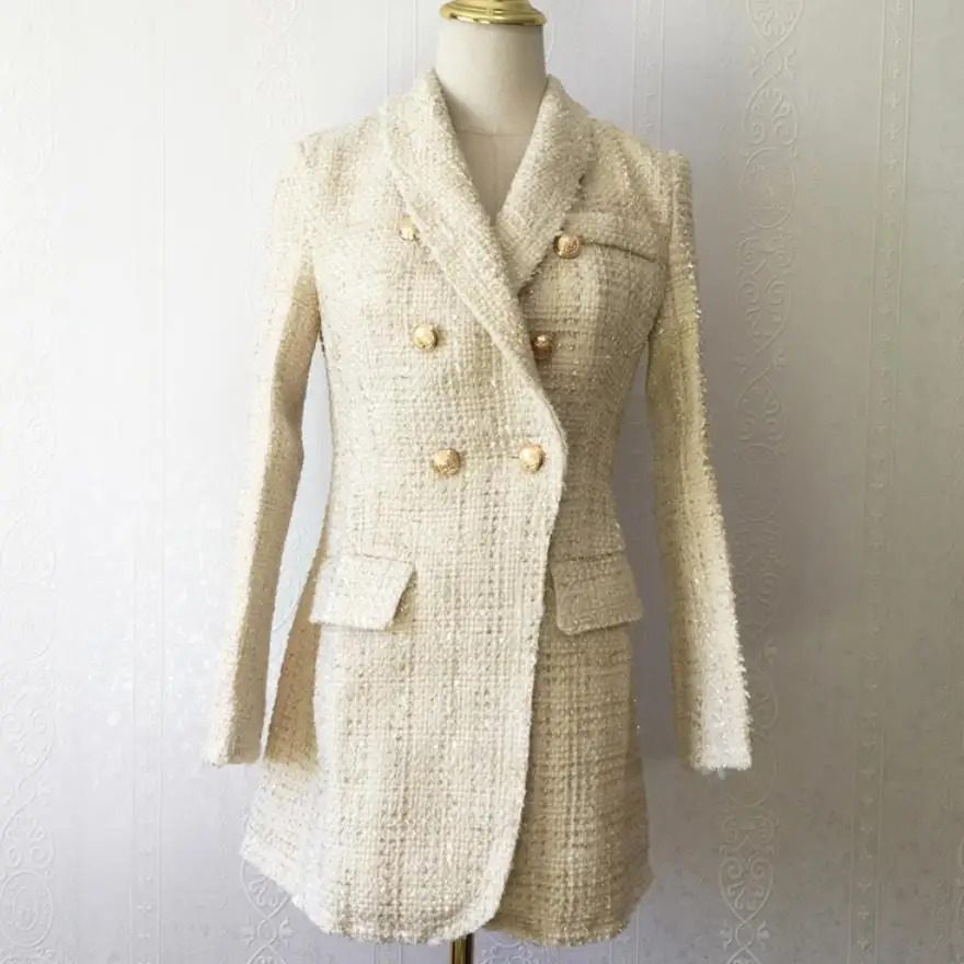 2019 autumn Blazer Women Double Breasted Metal Button Long Sleeve Notched Collar Jacket Wool Blends Tweed Blazer Coat
2019 autumn Blazer Women Double Breasted Metal Button Long Sleeve Notched Collar Jacket Wool Blends Tweed Blazer Coat