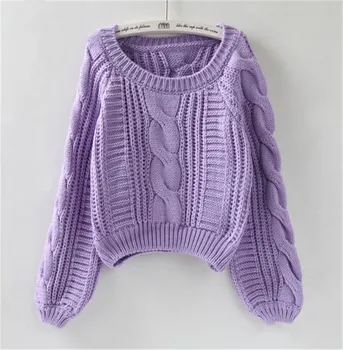 Harajuku Women's Pull Sweaters 2019 New purple Jumpers Candy Color Knotting Roupas femininas Chic Short Sweater Twisted Pull
Harajuku Women's Pull Sweaters 2019 New purple Jumpers Candy Color Knotting Roupas femininas Chic Short Sweater Twisted Pull