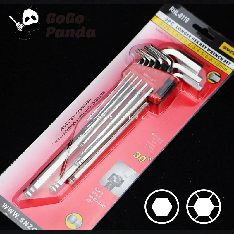 Free Shipping 9 IN 1 Longer Type Sphere Ball Head Hex Key Wrench Set CRV Material 1.5 2 2.5 3 4 etc. RHL-0119
Free Shipping 9 IN 1 Longer Type Sphere Ball Head Hex Key Wrench Set CRV Material 1.5 2 2.5 3 4 etc. RHL-0119