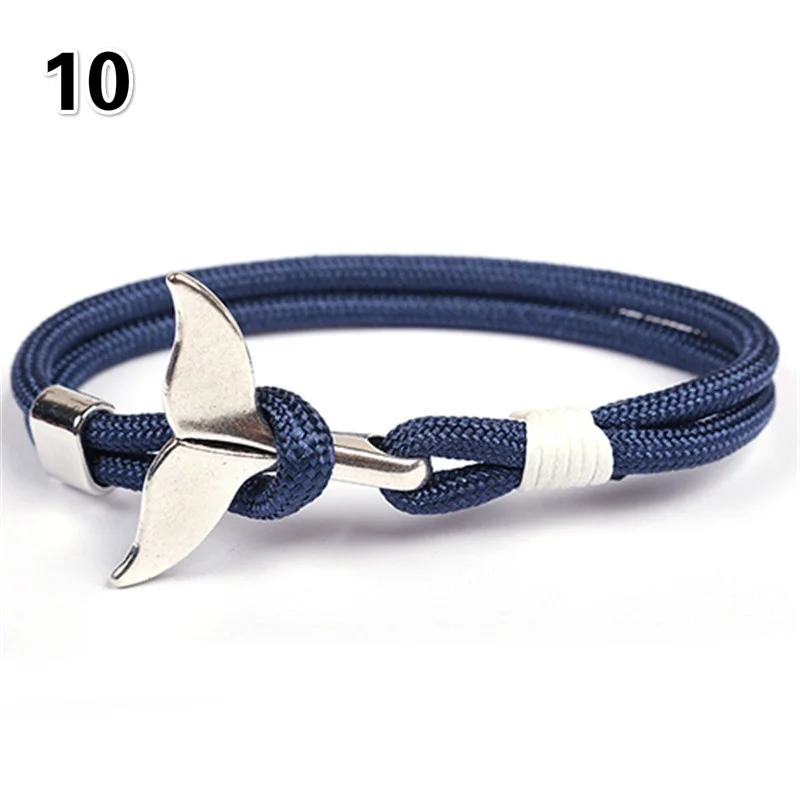 Fashion Whale Tail Anchor Bracelets Men Women Charm Nautical Survival Rope Chain Paracord Bracelet Male Wrap Metal Hooks | Украшения и