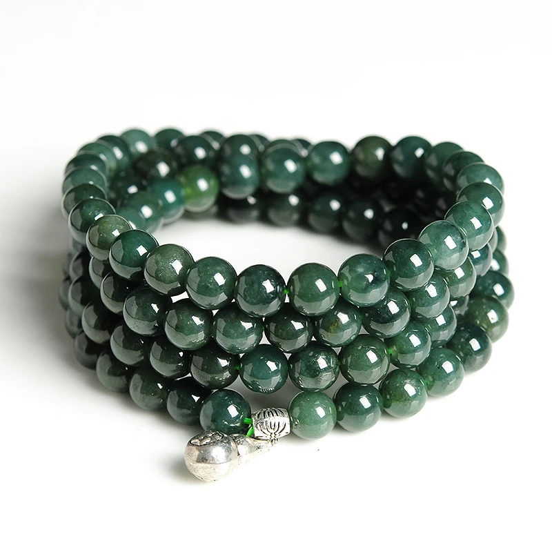 Oil Green emerald bead Hand string bracelet Burmese jade men and women round four laps dual use rosary necklace
Oil Green emerald bead Hand string bracelet Burmese jade men and women round four laps dual use rosary necklace