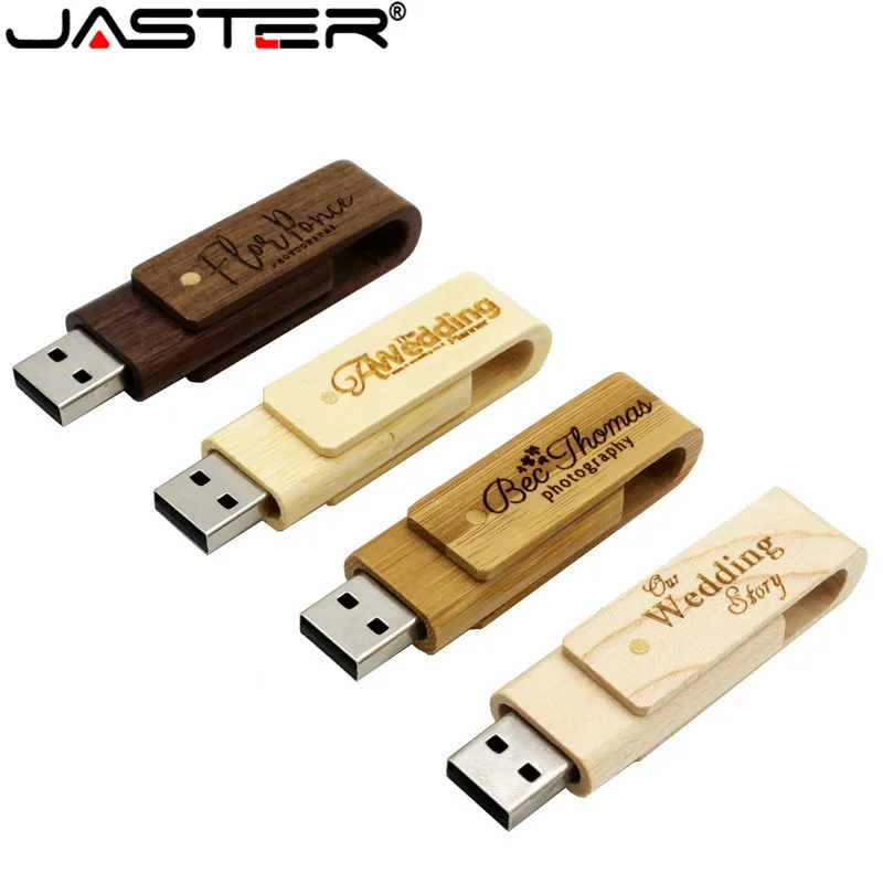 

JASTER wooden rotatable pendrive usb flash drive 4GB 8GB 16GB 32GB 64GB memory stick pen holder custom LOGO wedding gift