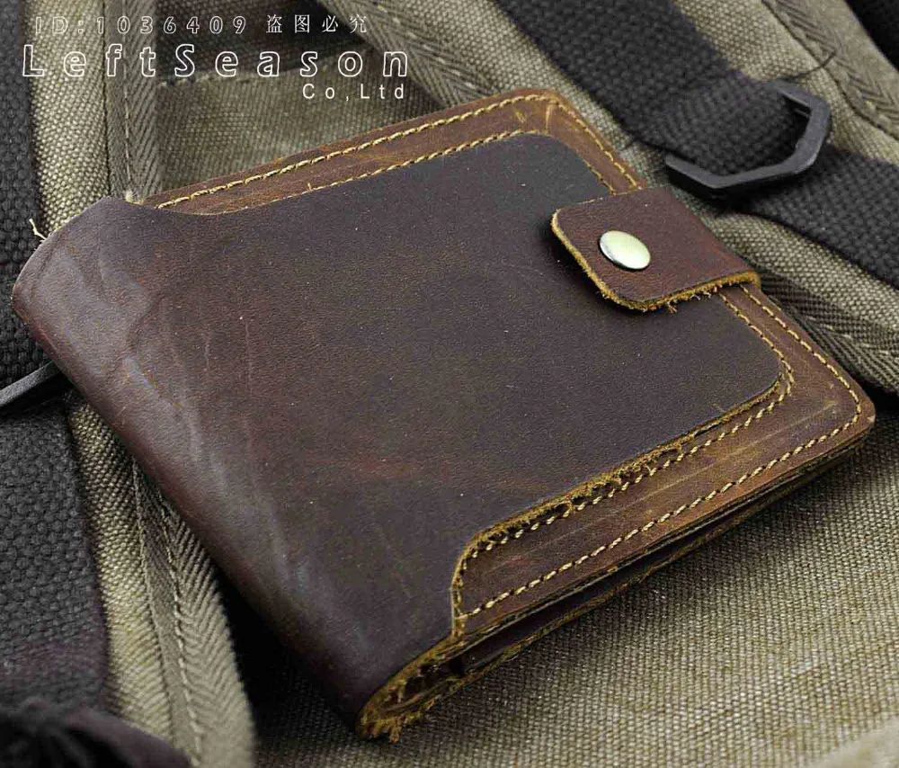 Мужской бумажник ручной работы двойного сложения из натуральной кожи | Багаж и