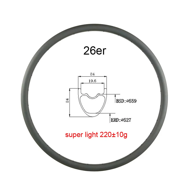 super light 220g 26er 24mm x 24mm MTB XC clincher tubeless carbon rim UD matte glossy cross country mountain bike 24 28 32 holes
super light 220g 26er 24mm x 24mm MTB XC clincher tubeless carbon rim UD matte glossy cross country mountain bike 24 28 32 holes