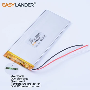3-wire 3550100 354999 3.7V 2000mAh Li-polymer lithium battery for china clone Goophone 5.5 iphone 6S 6plus GPS DVR toys
3-wire 3550100 354999 3.7V 2000mAh Li-polymer lithium battery for china clone Goophone 5.5 iphone 6S 6plus GPS DVR toys