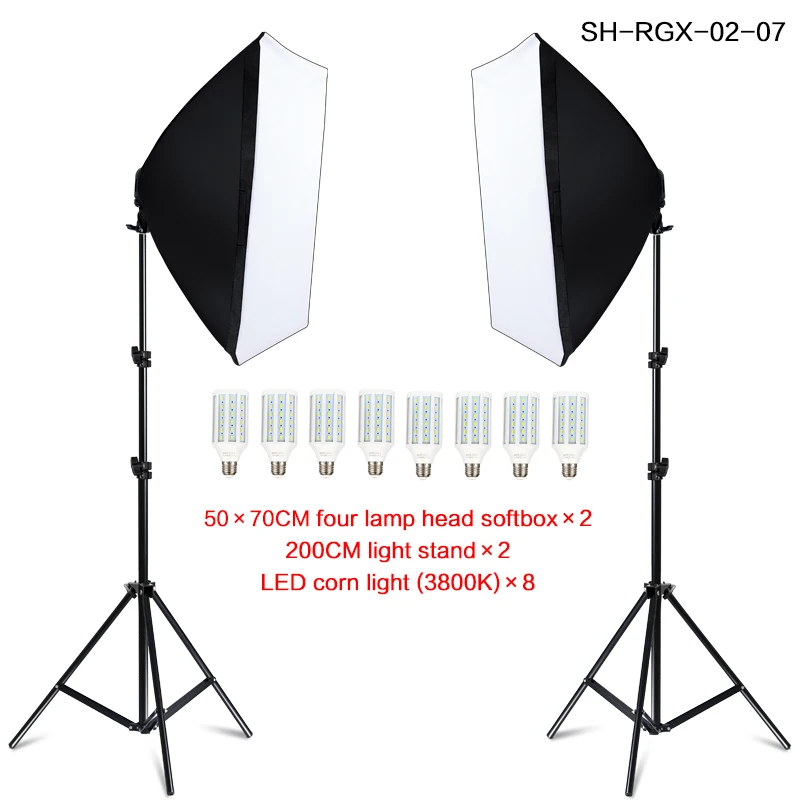 Photography Softbox Lightbox Kit 8 PCS E27 LED Photo Studio Camera Lighting Equipment 2 Softbox 2 Light Stand with Carry Bag Photography Softbox Lightbox Kit 8 PCS E27 LED Photo Studio Camera Lighting Equipment 2 Softbox 2 Light Stand with Carry Bag