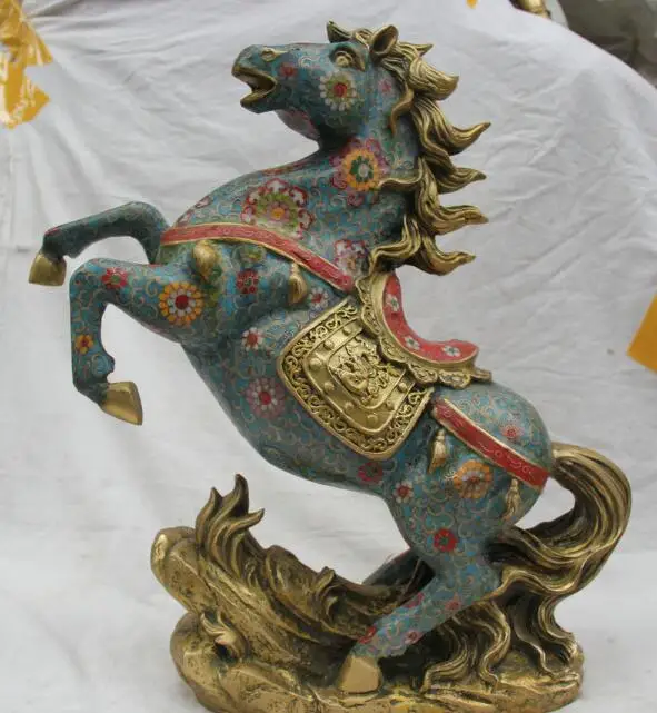 S01626 18" Chinese Cloisonne Bronze Gild Fengshui Zodiac Year Horse Statue sculpture U B0403
S01626 18" Chinese Cloisonne Bronze Gild Fengshui Zodiac Year Horse Statue sculpture U B0403