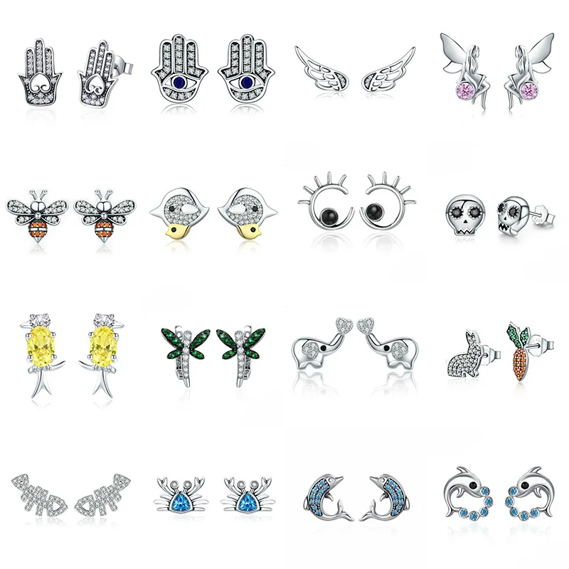 2019 Hand of Fatima Fish Bee Stud Earring Original 925 Sterling Silver Christmas Earrings for Cute Women Girls New Funny Jewelry
2019 Hand of Fatima Fish Bee Stud Earring Original 925 Sterling Silver Christmas Earrings for Cute Women Girls New Funny Jewelry