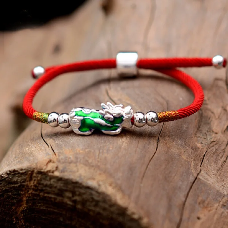 Genuine 999 Silver Thermochromic Pixiu Charm Bracelet Lucky Red Rope Chain Clasp Bracelet for Men or Women Jewelry Gift Dropship
Genuine 999 Silver Thermochromic Pixiu Charm Bracelet Lucky Red Rope Chain Clasp Bracelet for Men or Women Jewelry Gift Dropship