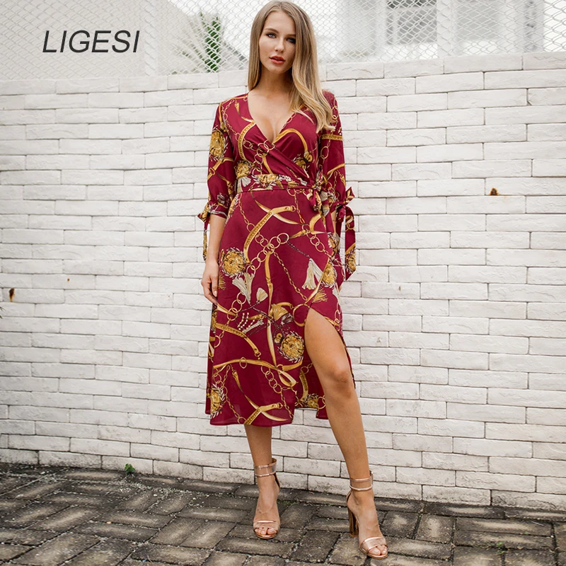 Vintage Chain Print Dress Women Sexy V Neck Long Sleeve Chiffon Beach Dress Elegant Bandage Party Dress Midi Dresses Robe Femme
Vintage Chain Print Dress Women Sexy V Neck Long Sleeve Chiffon Beach Dress Elegant Bandage Party Dress Midi Dresses Robe Femme