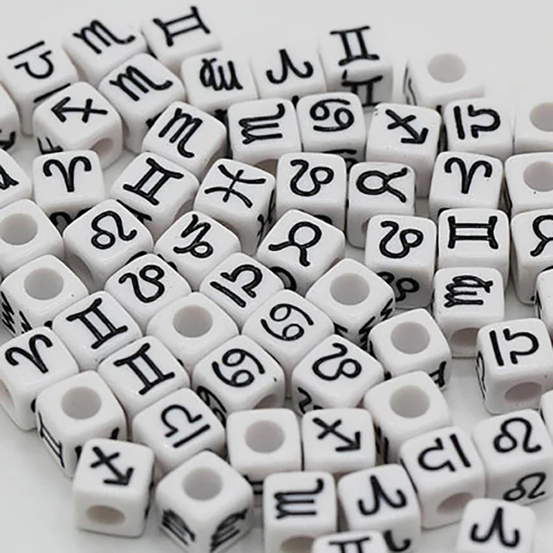New 50pcs Opaque Cubes Acrylic Mix Beads Charms Black White Zodiac Constellation Sign Beads for Jewelry Making Bracelet 7x7mm
New 50pcs Opaque Cubes Acrylic Mix Beads Charms Black White Zodiac Constellation Sign Beads for Jewelry Making Bracelet 7x7mm