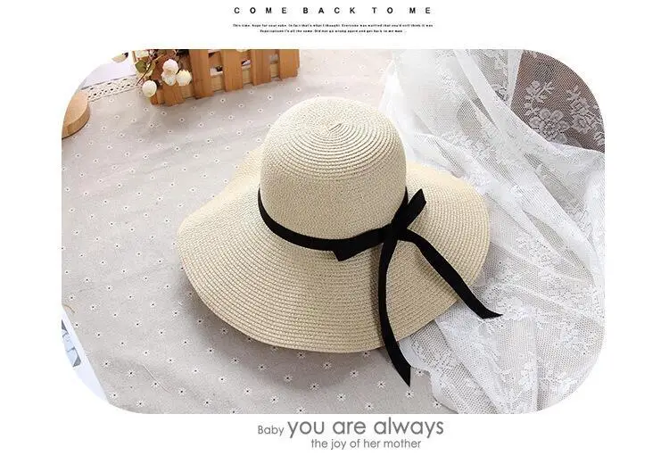 Girls Straw Hat Sunny Beach Women's Summer Hat Milk White / 55-58cm