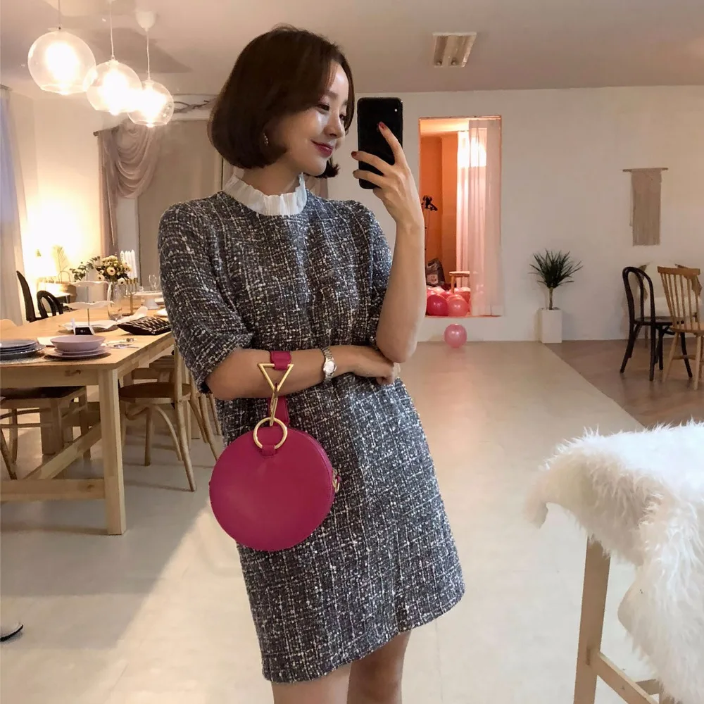 2019 new elegant tweed dress frill o neck women short patchwork mini dress ladies runway mujer vestidos DR944
2019 new elegant tweed dress frill o neck women short patchwork mini dress ladies runway mujer vestidos DR944