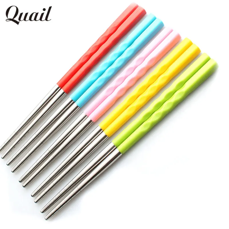 Quail Colourful Chinese Stainless Steel Chopsticks Non-Slip Reusable Chopstick For Sushi Food Sticks Kitchen Hashi Accessories
Quail Colourful Chinese Stainless Steel Chopsticks Non-Slip Reusable Chopstick For Sushi Food Sticks Kitchen Hashi Accessories