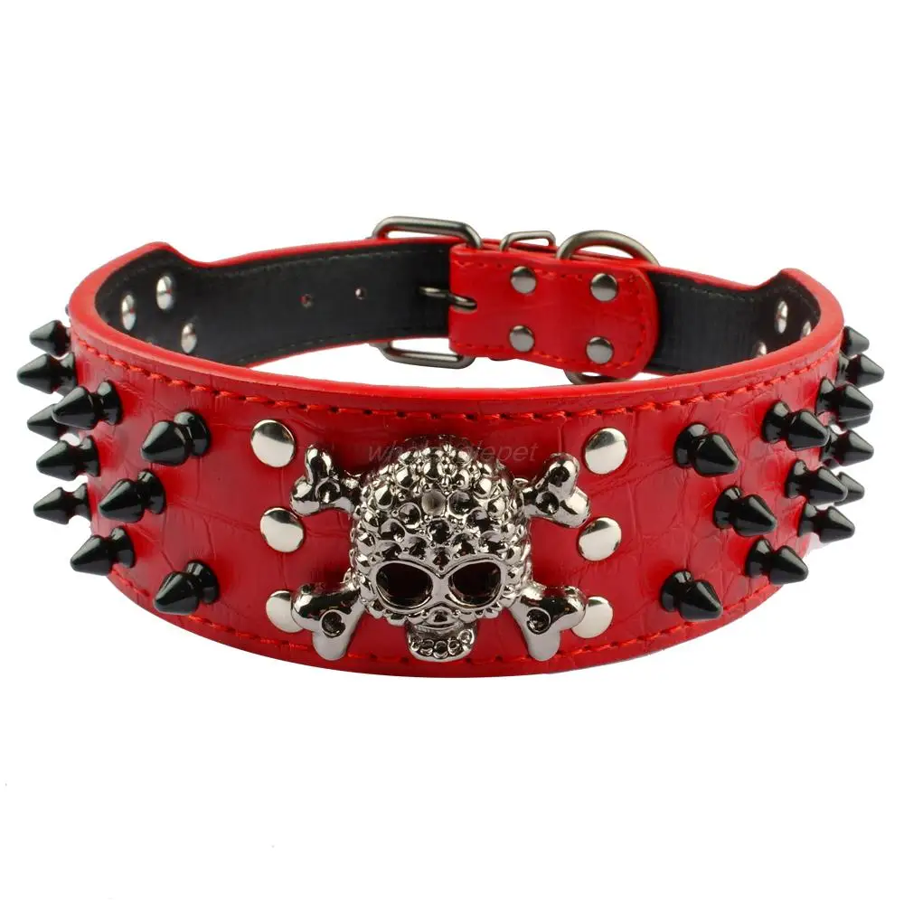 Pitbull Spiked Collars Superior and Durable D-ring easy-to combine leather leashes | DogsMall-International