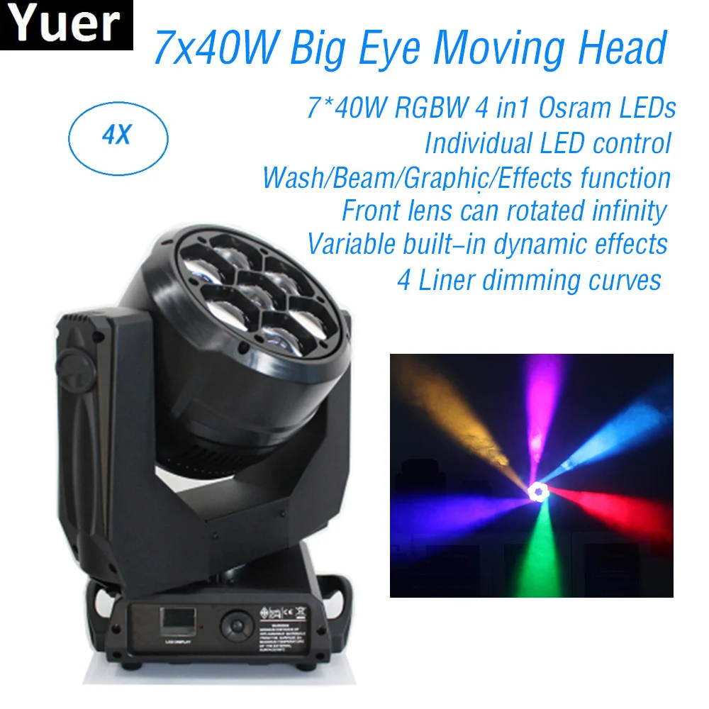 4Pcs/Lot Stage Moving Head Lights 7x40W RGBW 4In1 Osram LEDs DMX512 DJ Disco Sound Party Equipment Club Bar Moving Head Lights
4Pcs/Lot Stage Moving Head Lights 7x40W RGBW 4In1 Osram LEDs DMX512 DJ Disco Sound Party Equipment Club Bar Moving Head Lights