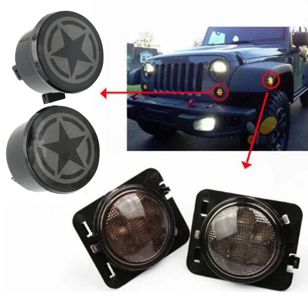 For 2007-2017 Jeep Wrangler JK JKU Smoke Lens Amber LED Front Turn Signal Light + Fender Side Marker Parking Lamp 
For 2007-2017 Jeep Wrangler JK JKU Smoke Lens Amber LED Front Turn Signal Light + Fender Side Marker Parking Lamp
