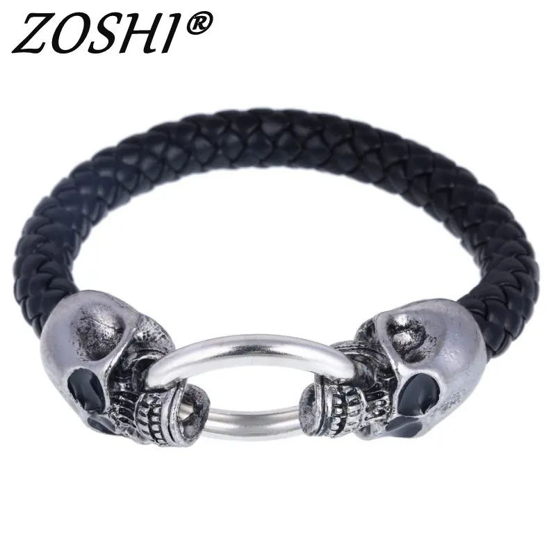 Hot Silver Stainless Steel Skull Bracelets Weave leather bracelet & Bangle Punk jewelry Wholesale Bracelets For Man Woman
Hot Silver Stainless Steel Skull Bracelets Weave leather bracelet & Bangle Punk jewelry Wholesale Bracelets For Man Woman