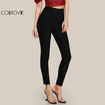 COLROVIE Black Solid High Waist Skinny Long Pants Women 2019 Spring Fashion Elastic Waist Casual Pants Office Pencil Trousers
COLROVIE Black Solid High Waist Skinny Long Pants Women 2019 Spring Fashion Elastic Waist Casual Pants Office Pencil Trousers