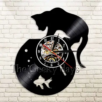 Black Cat Fishbowl Decorative Wall Clock 12" Vinyl Record Laser Engraved Wall Clock Animals LED Light Gift For Kids Home Decor
Black Cat Fishbowl Decorative Wall Clock 12" Vinyl Record Laser Engraved Wall Clock Animals LED Light Gift For Kids Home Decor